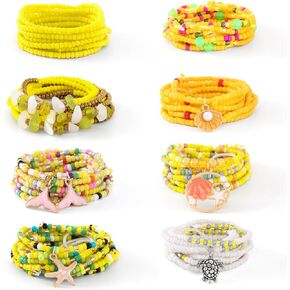 African Waist Beads for Women Sea Shell Belly Chain Non-stretching Tie-on Waist Beads Kit Bead Jewelry Accessories for Summer Bikini Beach