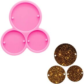 Super Glossy 3-Hole Circle Mold, Round Resin Crafting Silicone Mold Round Circle Silicone Keychain Mold Diameter 4.2cm, 4.7cm, 5.8cm for DIY Pendant Craft Epoxy Resin Mold