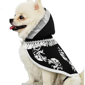 Dog Halloween Costume Pet Wizard Cape Cat Cloak with Tercel Pattern Witch Party Cosplay Dress Doggy Festival Outfits Puppy Warm Clothes (Small, Black)