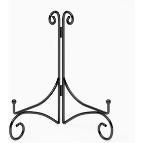 Plate Stand for Display with Hinged Folding Design, 6 Inch Picture Stands for Tables, Small Easels for Displaying Book, Art Piece, Photo and Platter, 6’’ Black