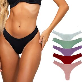 Pack of 05 Women's Basic Underwear G-String Thongs in Microfiber - Sexy Lingerie - Narrow Sides - Bikini-Like Design