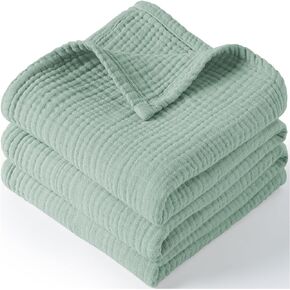 Muslin Baby Blanket for Boys and Girls, Cotton Receiving Swaddle Crib Blanket for Neutral Newborn - Soft & Breathable Baby Quilt - 47"*47" (Fog)