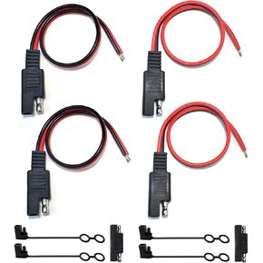 SAE Connector Tinned Copper Extension Cable 30cm 10AWG with Cover Polarity Adapter 2 Pin Quick Connect Disconnect Replacement Pigtail for Solar System Trolling Camper Tractors RV(4PCS)