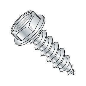 Steel Sheet Metal Screw, Zinc Plated, Hex Washer Head, Slotted Drive, Type AB, #8-18 Thread Size, 1/4" Length (Pack of 100)