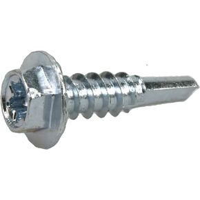 Power Pro Premium Self-Drilling Metal Screws, Zinc Plated Steel, Hex Washer Head Metal to Metal Winged Point Screws, Silver, #10 x 1 inch, Box of 105 Screws