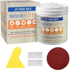 Wood Filler, Wood Putty, Wood Putty Filler Paintable, Stainable & Quick Drying Quickly Repair Any Broken Holes, Cracks, Chips and defective Wooden Furniture Outdoor Wood Repair Kit (White，9.87 Ounce)