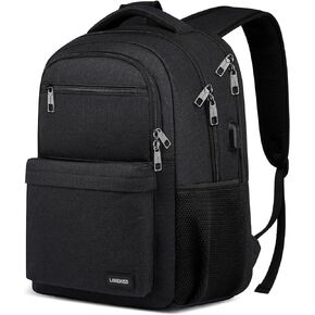Backpack for Men, School Backpack for Teen Boys,15.6 inch Laptop Back Pack for High School and College Students with USB Charging Port, Computer Bookbag, Black