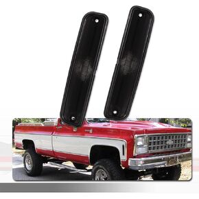 For 73 74 75 76 77 78 79 80 GMC Chevy Pickup Blazer Suburban Jimmy C10 C20 C30 GMC Front Bumper Signal Side Marker lights Smoked Lens 915557 915558 GM2550115 GM2551107