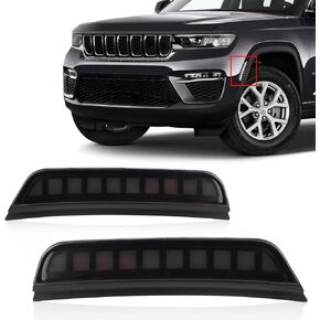 Smoked Lens Switchback White/Amber LED Side Marker Bumper Light DRL Turn Signal lamp Assembly Compatible with Jeep Grand Cherokee 2022 2023 2024 Laredo Altitude Limited Overland Summit