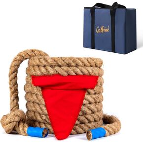 GOTHINK 20 FT Tug of War Rope Toys for Kids - Soft Natural Jute Fiber Rope with Red Flag for Field Day,Birthday/Holiday Party Game,Camping/Backyard Outdoor Games & Team Activities