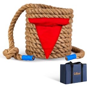 Gothink 50 FT Tug of War Rope Set for Kids - Soft Natural Jute Fiber Rope with Red Flag for School Field Day, Birthday, Holiday Party Game，Camping，Backyard Outdoor Games & Team Activities in Saudi Arabia