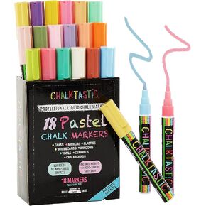 Chalk Markers, Chalkboard Markers with Reversible 6mm Fine or Chisel Tip, Erasable Liquid Chalk Markers for Menu Board, Glass, Blackboard, Window, Signs, Bistro, Car (Pastel - 18 Pack) in Kuwait