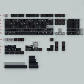 Wasteboard Keycap Black Grey Color 143 Keys Cherry Profile 5 Side Dye-Sublimation PBT Custom Keycaps 1.5 Thick for Outemu Gateron Cherry Mx Switches Mechanical Keyboard