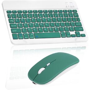 Rechargeable Bluetooth Keyboard and Mouse Combo Ultra Slim Full-Size Keyboard and Ergonomic Mouse for Samsung Galaxy S22 S23 Ultra S24 and All Bluetooth Enabled Mac/Tablet/iPad/PC/Laptop - Pure White