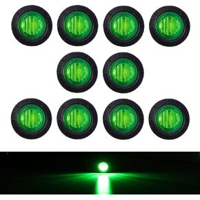 TMH 10 Pcs 3/4 Inch Round Blue LED Side Marker Indicator Clearance Lights SMD 3 LED with Grommets Universal for Truck Trailer Pickup Boat Bus Van SUV 12V DC 3led