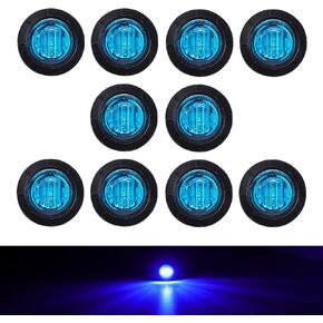 TMH 10 قطع 3/4 بوصة مستديرة زرقاء LED مؤشر جانبي لتخليص الأضواء SMD 3 LED مع حلقات تثبيت عالمية لشاحنة مقطورة بيك اب قارب حافلة فان SUV 12 فولت تيار مستمر 3 LED