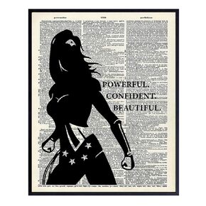 Powerful Confident Beautiful Woman Dictionary Art, Home Decor - Inspirational Wall Art Print, Poster - Gift for Superheroes, Comic Book Fan, Women - 8x10 Unframed Motivational Girls Room Decoration