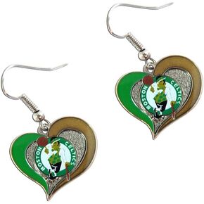Aminco NBA Boston Celtics Swirl Heart Earrings, Multi-Color
