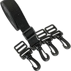 YKK Kit - Plastic Lug Swivel Rotate Snap Hook 1", Tri‑Bar Adjustable Webbing 1", Roll of 5 Yards 1" Webbing Polypropylene Straps (YKK Kit 1"-5yds 4 hooks 4 Bars)