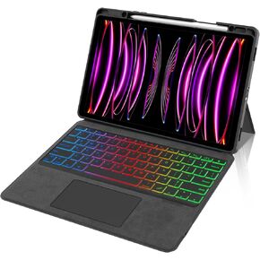 KVAGO Keyboard Case for iPad Air 13 inch (M2) 2022, iPad Pro 12.9 (6th/5th/4th/3rd Gen), Detachable Bluetooth Keyboard, Backlight with Pencil Holder, Multi-Touch Trackpad, Wireless Keyboard Cover