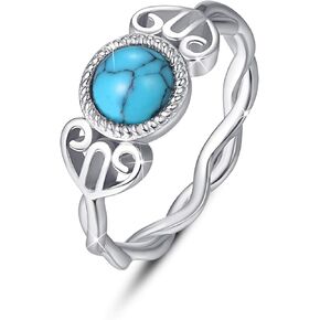 خواتم الفيروز للنساء 925 الفضة الاسترليني حجم 7/8/9 سلتيك بوهو الفيروز خاتم حجر الفيروز سوليتير إنفينيتي خواتم مجوهرات هدايا للفتيات أمي عيد ميلاد عيد الميلاد in Kuwait