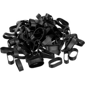 PATIKIL Silicone Rubber Bands Cable Ties 50pcs Non-slip 1" Flat Black for Cord Wrapping, Bag Wraps, Art