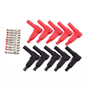 10sets Wire Solder DIY Type Insulation 90 Degree Banana Plugs Right Angle 4mm Banana Plug Male Connectors for Multimeter Leads Test Probes Adapter
