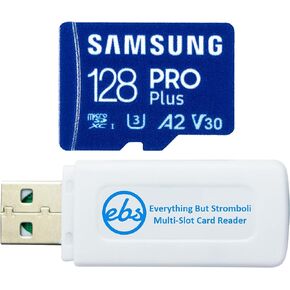 Samsung Pro Plus 128GB V30 MicroSDXC Memory Card for DJI Works with DJI Mini 4 Pro, Air 3 Drone and OSMO Action 4 Camera (MB-MD128SA) Bundle with 1 Everything But Stromboli MicroSD & SD Card Reader