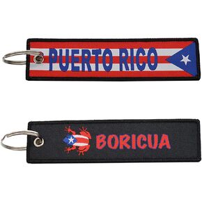 1 Pack Puerto Rico Flag and Coqui Key Keychain - for Motorcycle, Cars, Scooters,Key Accessories, Gifts, and More, Black , Universal