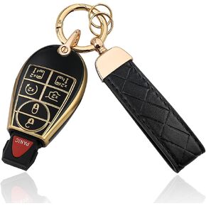 for Dodge TPU Key Fob Cover, Compatible with 2008-2018 Dodge Ram Jeep Chrysler, Remote key Case with Leather Keychain in Kuwait
