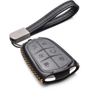 Vitodeco Genuine Leather Smart Key Fob Case Compatible for Cadillac XT4, Cadillac XT5, Cadillac XT6 2019 - 2025 (5-Button, Black)