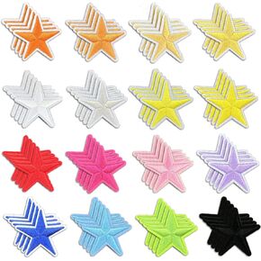 Star Iron On Patches, Stars Embroidery Applique Patch, Cute DIY Decorative Patches for Clothing Jeans Jackets Backpacks Hats (64 Pieces 16 Color)