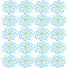 MY MIRONEY 20Pcs Flower Iron On Patches Yellow Daisy Flower Patch Sew Embroidered Patches Appliques Delicate Embroidered Craft DIY Accessories for T-Shirt Clothing Jackets Backpack