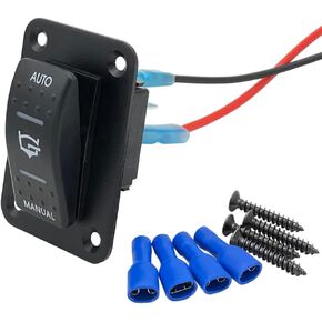 3 Way 20A Rocker Bilge Pump Switch Panel 12V 24V 4Pin SPDT Auto/Off/Manual Waterproof with LED Light for Cars Vehicles Marine Boats Trucks RVs Off-Road Camper