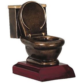 Toilet Bowl Trophy - Last Place Loser Award - 5 Inch Tall | Golden Throne Prize - Engraved Plate on Request - Decade Awards
