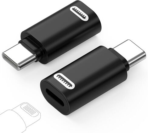 MoKo Lightning Female to USB C Male Adapter 2 Pack, Lightning to USB C Converter for iPhone 15 Series, iPad Pro/Air, iPhone to USB C Adapter for Fast Charging/Data Transfer, NOT for Audio/OTG, Black in Kuwait