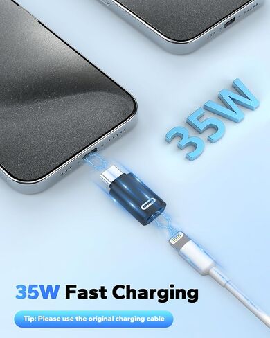 MoKo Lightning Female to USB C Male Adapter 2 Pack, Lightning to USB C Converter for iPhone 15 Series, iPad Pro/Air, iPhone to USB C Adapter for Fast Charging/Data Transfer, NOT for Audio/OTG, Black in Kuwait
