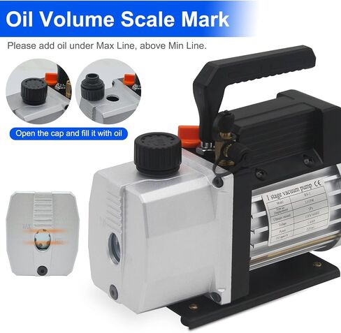 YaeTek 3.5CFM 1/4 HP مضخة تفريغ هواء دوارة أحادية المرحلة HVAC R134a R12 R22 R410a A/C مجموعة قياس متعددة للتبريد مع حقيبة حمل وإكسسوارات in Kuwait