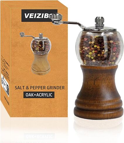 Pepper Grinder Set & Pepper Mills，Classic Manual Transparent Acrylic Rotor，2PCS 8IN High Capacity Pepper & Salt Grinder Seasoning Bottle，Ceramic Core With Adjustable Grain Size Mill for Fresh Spices in Saudi Arabia