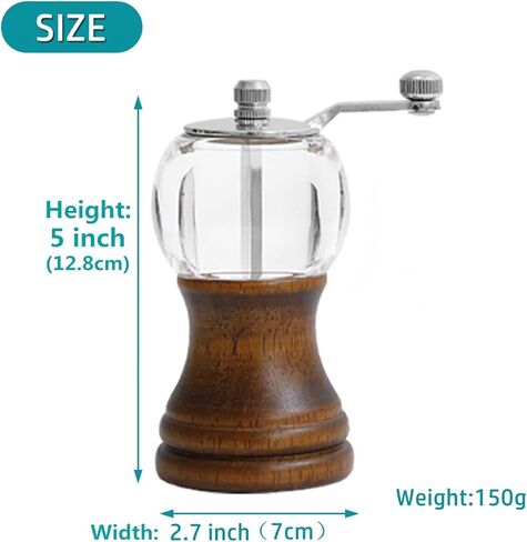 Pepper Grinder Set & Pepper Mills，Classic Manual Transparent Acrylic Rotor，2PCS 8IN High Capacity Pepper & Salt Grinder Seasoning Bottle，Ceramic Core With Adjustable Grain Size Mill for Fresh Spices in Saudi Arabia