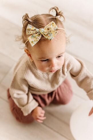 Little Poppy Co. Three Hair Bows Set - Stylish Handmade Accessories for Newborns,Babies and Toddlers | Premium Quality Headbands (The Savannah Set, Original on Nylon Headband (3 Month - 3 Year)) in Kuwait