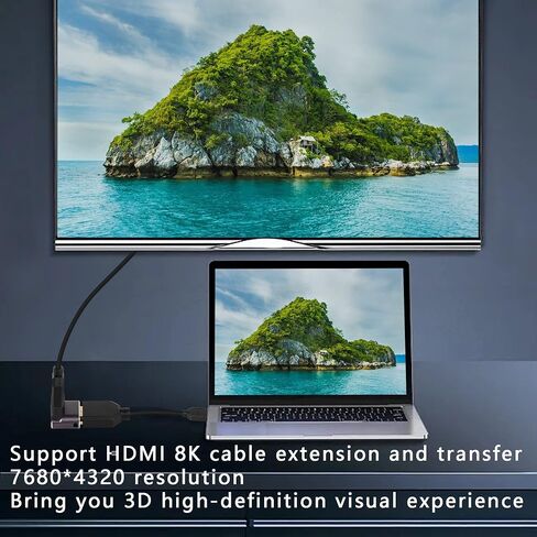 GINTOOYUN 8K Mini HDMI إلى محول HDMI قياسي 2.1 إصدار Mini HDMI ذكر إلى زاوية 90 درجة HDMI أنثى محول تمديد للكاميرا، الكمبيوتر المحمول، الكمبيوتر اللوحي، HDTV، جهاز العرض 2 قطعة (زاوية أعلى) in Saudi Arabia