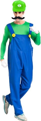 Super Bros Hat Costume Mario Luigi Cap Adults Kids Unisex Plumber Bros Fake Mustaches Gloves Accessory Kit Cosplay Set in Saudi Arabia