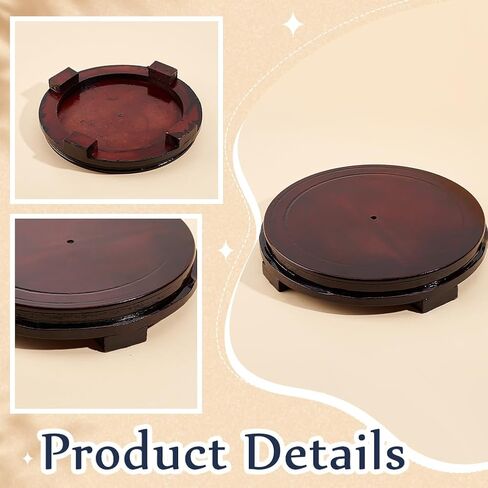 AHANDMAKER Wooden Pedestal Stand Display Base Circular Wooden Vase Table Lamp Teapot Base Wooden Trophy Base Wood Decorative Base Medals Display Base Stable Home Decoration Display Stand (7x1.3) in Saudi Arabia