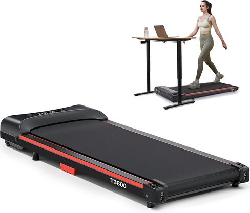 Walking Pad, Under Desk Treadmill with Remote Control, LED Display, Wheels, Portable Mini Running Machine for Small Spaces in Home/Office in Saudi Arabia