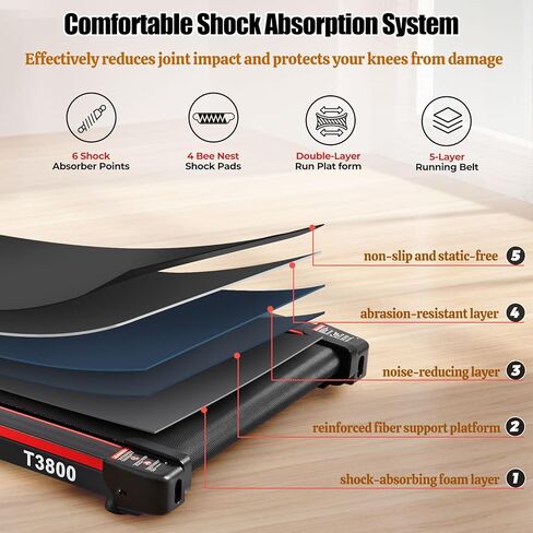 Walking Pad, Under Desk Treadmill with Remote Control, LED Display, Wheels, Portable Mini Running Machine for Small Spaces in Home/Office in Saudi Arabia