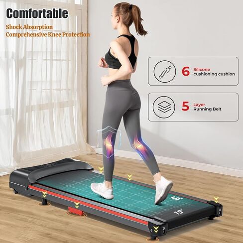 Walking Pad, Under Desk Treadmill with Remote Control, LED Display, Wheels, Portable Mini Running Machine for Small Spaces in Home/Office in Saudi Arabia