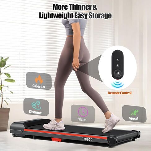 Walking Pad, Under Desk Treadmill with Remote Control, LED Display, Wheels, Portable Mini Running Machine for Small Spaces in Home/Office in Saudi Arabia