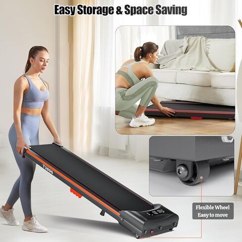 Walking Pad, Under Desk Treadmill with Remote Control, LED Display, Wheels, Portable Mini Running Machine for Small Spaces in Home/Office in Saudi Arabia