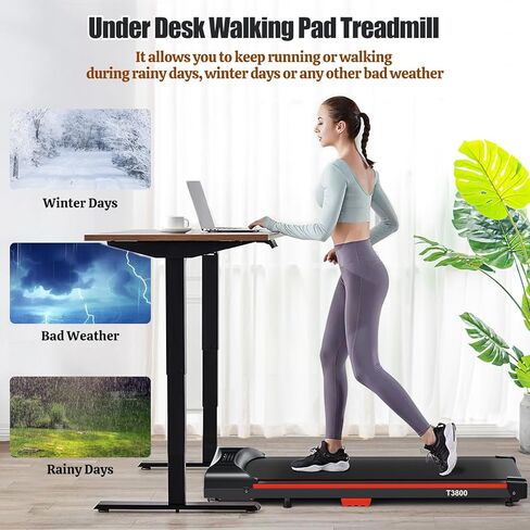 Walking Pad, Under Desk Treadmill with Remote Control, LED Display, Wheels, Portable Mini Running Machine for Small Spaces in Home/Office in Saudi Arabia
